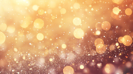 Soft Golden Bokeh with Glowing Particles, Radiant Sparkling Texture and Warm Tones in Dreamy Festive Background