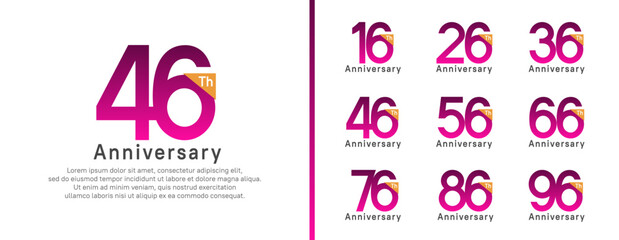 set of anniversary logo style. vector design purple color for celebration