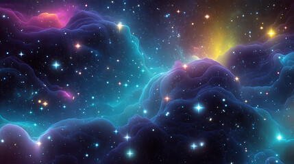 Universe with psychedelic and beautiful stars