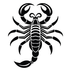 Black and white stylized scorpion illustration