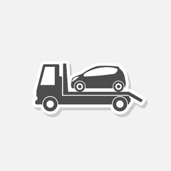 Obraz premium Car towing truck icon sticker isolated on gray background