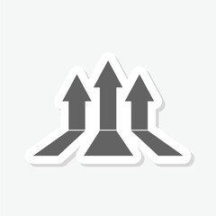 Business arrow up success icon sticker isolated on gray background