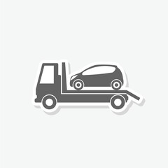  Car towing truck icon sticker isolated on gray background