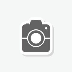 Camera icon sticker isolated on gray background