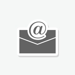 Email envelope icon sticker isolated on gray background