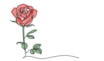 Rose line art icon. Flower continuous one line art drawing vector illustration. Awesome rose isolated on white background.