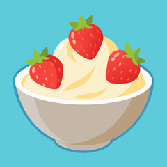 Bowl of Strawberries and Cream 