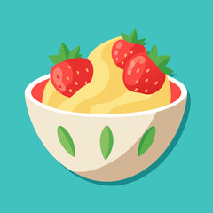 Bowl of Strawberries and Cream 