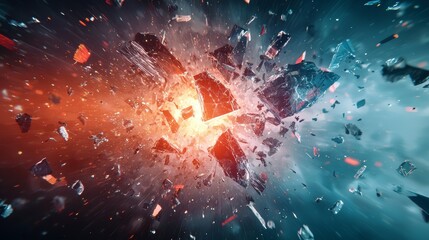 Futuristic Breakthrough Moment of Powerful Energy Blast Concept