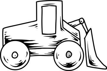 Fototapeta premium Cartoon backhoe loader outline illustration for coloring 