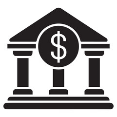 Banking Finance Icon Money Dollar Symbol Building Columns Investment Savings Loan Wealth