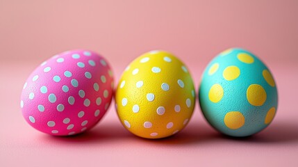 Obraz premium Three decorated Easter eggs in pastel colors