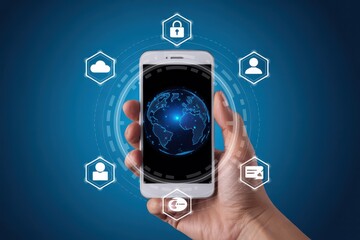 Smartphone displaying global network interface.