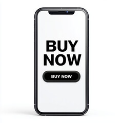 Naklejka premium Buy now button on smartphone screen for online shopping and digital purchase prompt