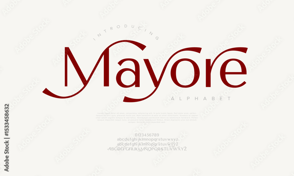 Poster modern serif with artistic script-like extensions, suitable for creative branding and logo design