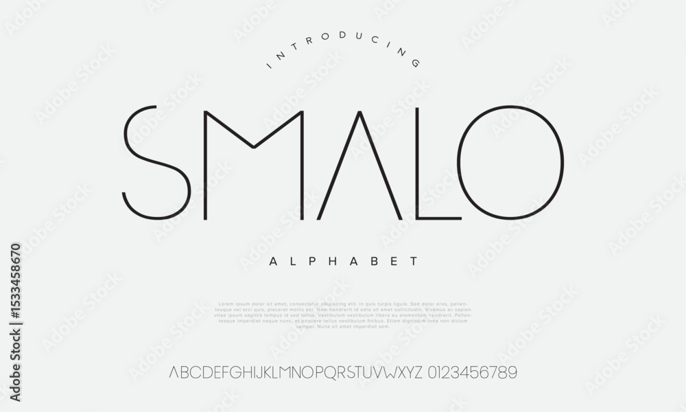 Poster sleek and modern thin line font with clean geometry, ideal for logos, tech branding, and elegant dis