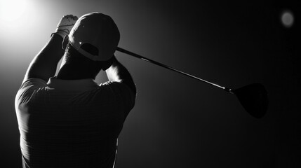 A man is swinging a golf club