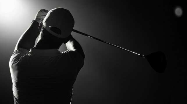 A man is swinging a golf club