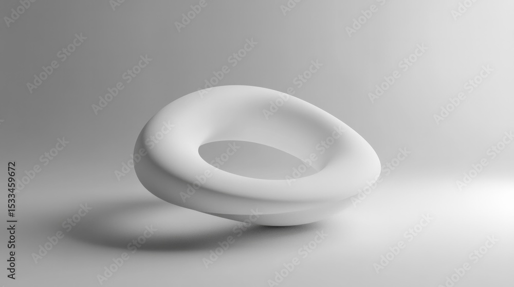 Poster a white object with a curved shape is on a white background