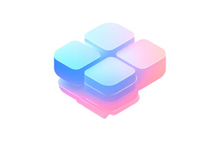 Abstract pastel pink and blue cubes isometric design, transparent background, modern graphic element, digital illustration, technology concept, website design, app interface, user