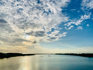 sunset over the river