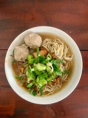 Indonesian foon chicken noodle or mie ayam