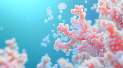 close up view of textured, coral structures 3D soft pop style