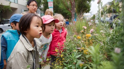 Obraz premium Children Exploring Urban Biodiversity