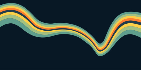 Fototapeta premium Abstract background of rainbow groovy Wavy Line design in 1970s Hippie Retro style. eps 10