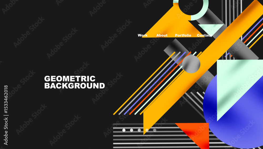 Aufkleber abstract geometric design. bold colors, diagonal lines, shapes create dynamic visual impact. text la