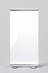 Blank white roll-up banner display mockup, isolated, 3d rendering. Ai Generated Images