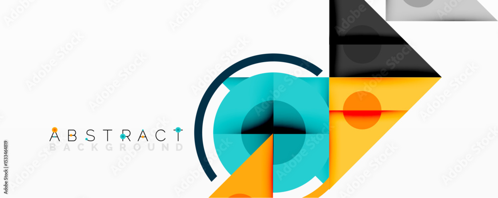 Poster Modern geometric design features overlapping shapes, vibrant colors, clean lines. Minimalist composition creates dynamic visual impact.