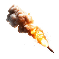 A rocket is shooting out a large cloud of smoke and fire