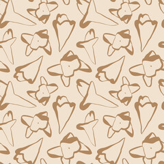 Botanical seamless pattern with warm brown clove flowers on soft beige background for wrapping and textile