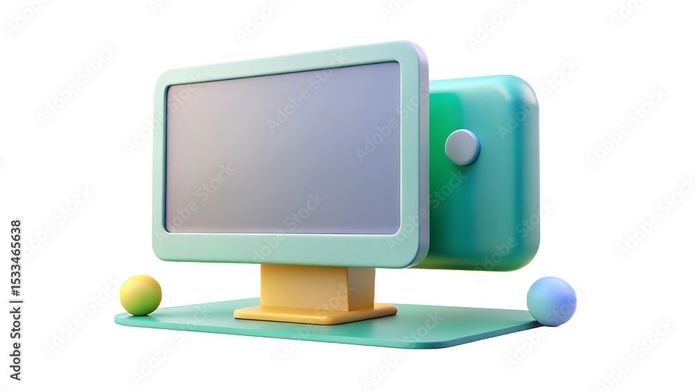 Aufkleber modern 3d render of a pastel colored computer monitor display concept for creative digital design id