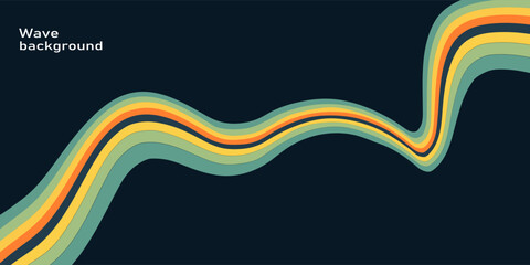Abstract background of rainbow groovy Wavy Line design in 1970s Hippie Retro style. eps 10