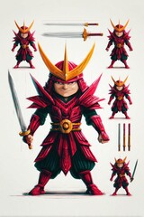 Fototapeta premium Digital Illustration of a Red Samurai