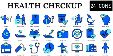 Set of Health Checkup Icons or symbols Vector fully editable file.