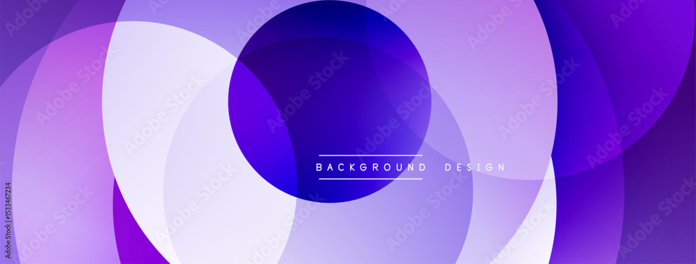 Poster Abstract purple design features overlapping circles. Gradient shades create dynamic visual effect. Modern background for projects.