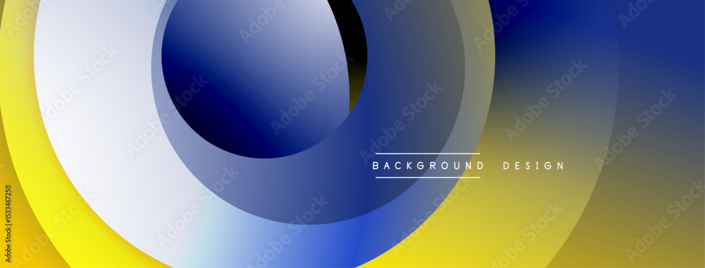 Aufkleber abstract circles overlap, creating gradient effect. yellow, blue hues dominate composition. minimali