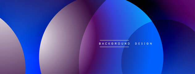 Obraz premium Abstract composition featuring overlapping circles. Gradient shades of purple, blue create dynamic visual effect. Modern design element.
