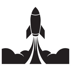 Powerful Rocket Launching into Space Success Startup Icon Graphic