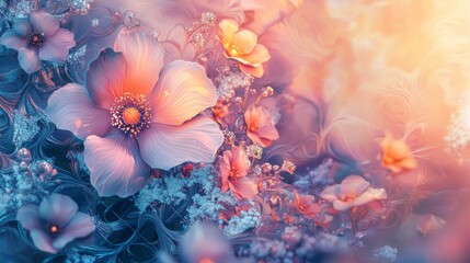 Surreal Floral Design with Magical Glow and Macro Details