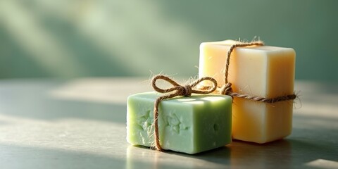 Vintage Nostalgia Soap Bars Tied With Natural Twine Stock Photography - Scandinavian Clean Style - Premium Quality Artisan Soap Collection