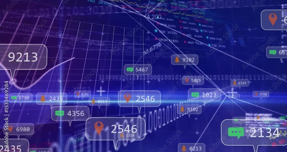 Poster starting with glowing beam forming, interface sliding pins, plotting graph, visualizing data trends