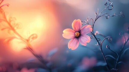 Delicate Wild Flower Against a Serene Pale Sunset Background