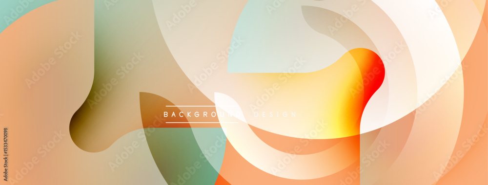 Poster abstract fluid shapes, soft gradients, peach tones dominate design. minimal text element present, mo