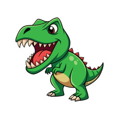 Obraz premium Cute Green Cartoon Dinosaur Roaring Vector Illustration