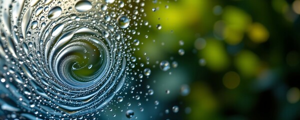 create a photo of water droplets forming an interesting pattern in the lower right corner