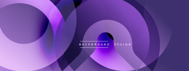 Abstract purple layers create dynamic visual effect. Modern design elements suggest fluidity, depth, sophistication.